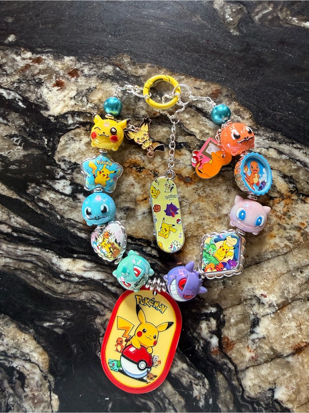 Pokemon Charm Keychain with Pikachu Charm
